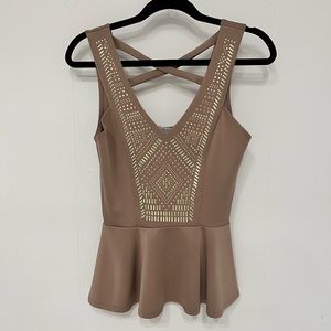 Taupe Peplum Top